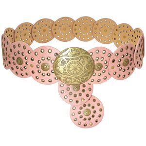 9466 Wide Disc Belt For Women Boho Concho Leather Belts Vintage Western Waist